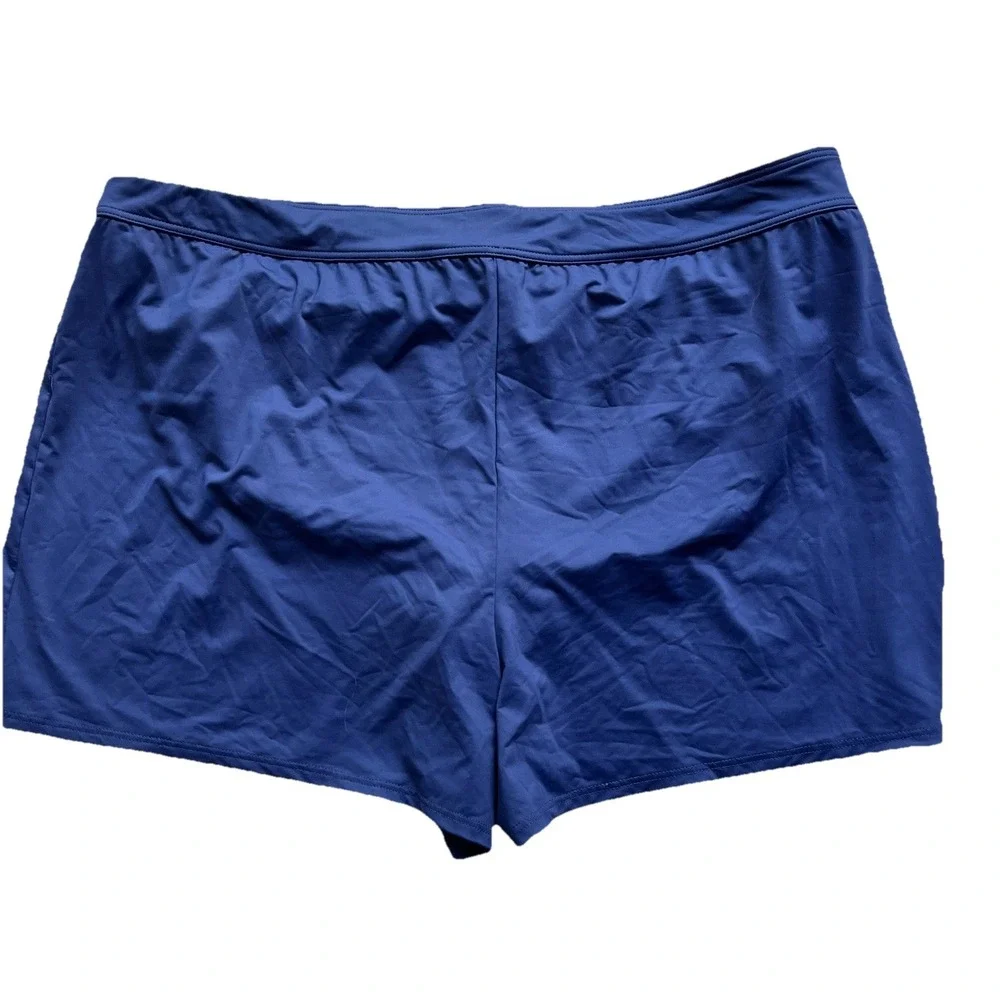 Lands‎ End Swim Shorts Womens Sz 20 W Navy Blue Solid Built In Briefs